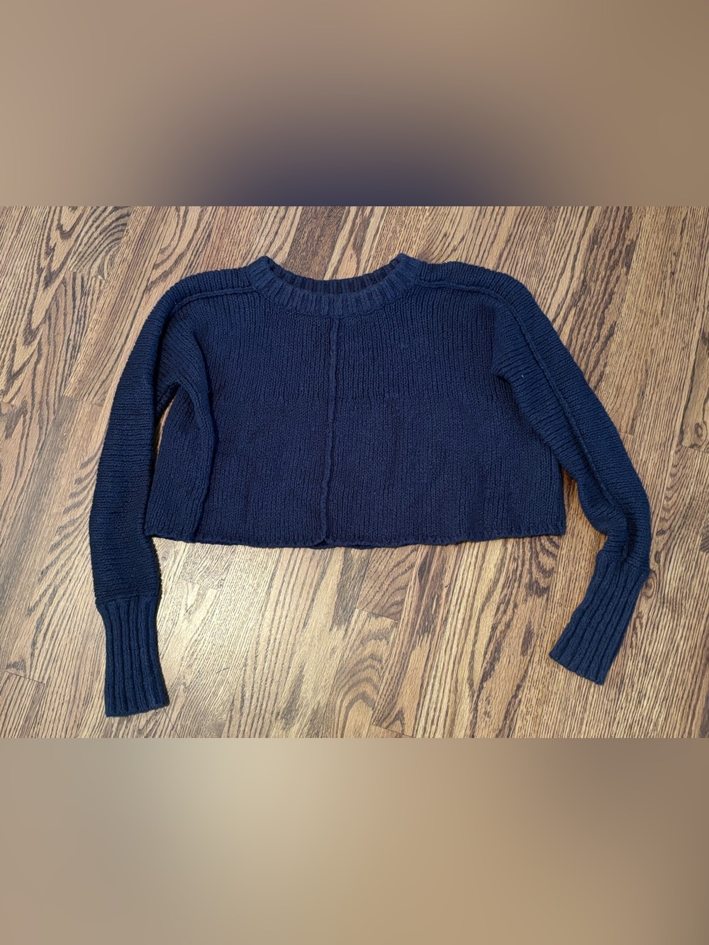 Silence + Noise Dark Gray Center Seam Cropped Knit Sweater, Size M